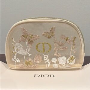 Dior Gold and Cream Embroidered Pouch